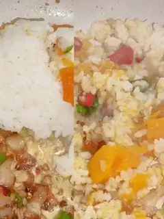 Make Pumpkin bacon fried rice step 3