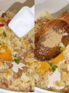 Make Pumpkin bacon fried rice step 4