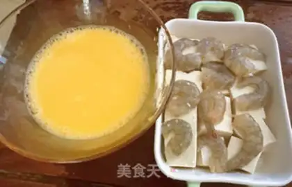 Make Tofu shrimp is steamed step 1
