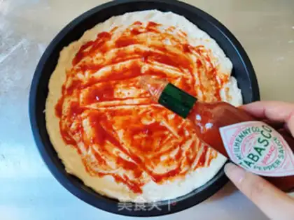 Make Pizza papricos and ham step 5