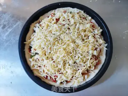 Make Pizza papricos and ham step 7