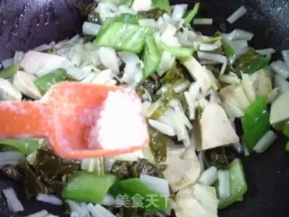 Make The green pepper, the sour chicken, the cabbage step 6