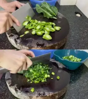 Make Blue salami fried rice step 1