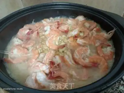 Make Garlic golden mushroom fan shrimp step 15
