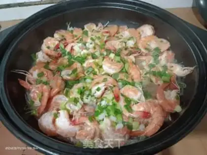 Make Garlic golden mushroom fan shrimp step 17