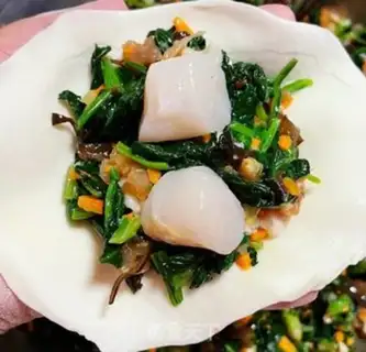 Make Scalloping meat spinach box step 10