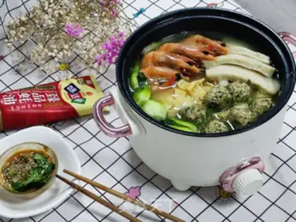 Make One person eats a pot of light soup step 9