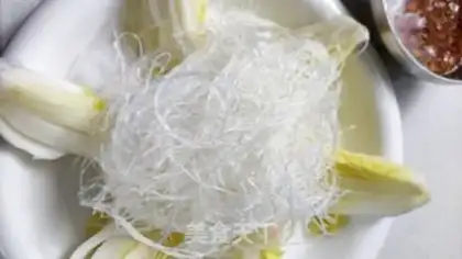 Make A fan of garlic veggies step 8