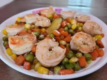 Make Shrimp fried peas and radish corn step 9