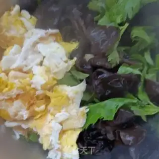 Make Eggs, gravy, celery leaves step 5