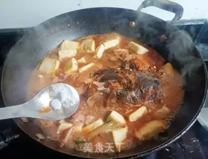 Make Red soup tofu fish head step 11
