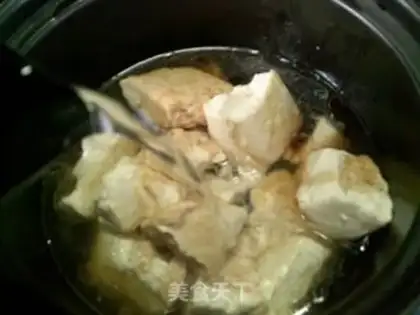 Make Seafood mushrooms, red intestines, tofu step 8