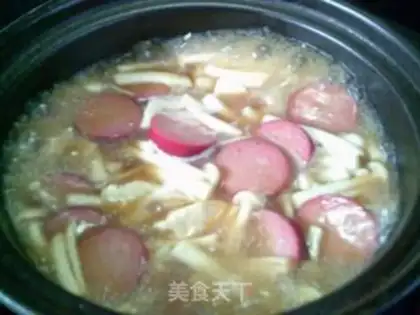 Make Seafood mushrooms, red intestines, tofu step 11