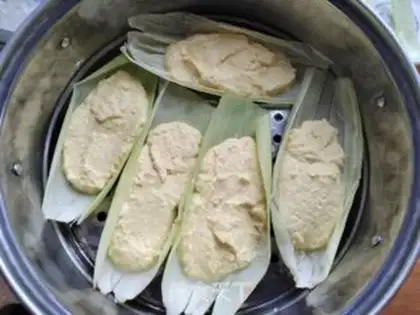 Make Fresh corn juice rice cake step 5