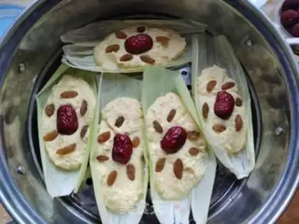Make Fresh corn juice rice cake step 6