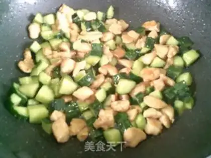 Make Chicken chest fried cucumber step 11