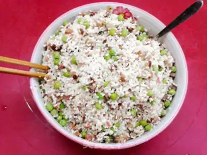 Make The green pepper peas and the meat step 7