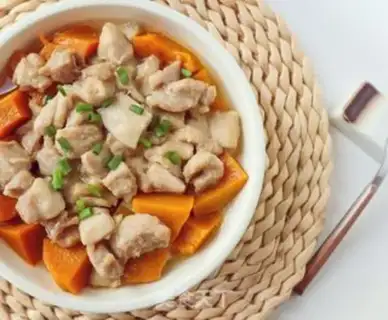 Make Pumpkin steamed chicken leg meat step 8