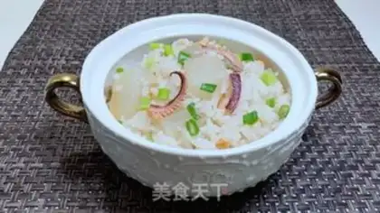 Make White radish dry squid rice step 13