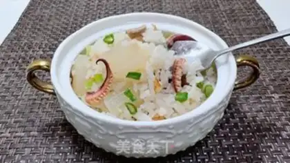 Make White radish dry squid rice step 14