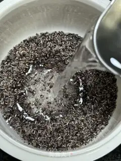 Make Black rice stewed fish glue step 1