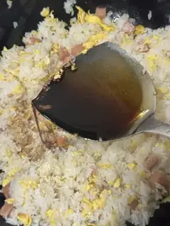 Make Eggs and meat and rice step 8