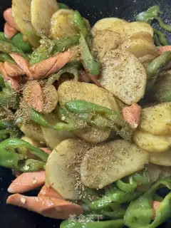 Make Pepper potato and ham sausage step 9