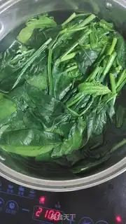 Make Chan Jelly spinach peanut rice step 2