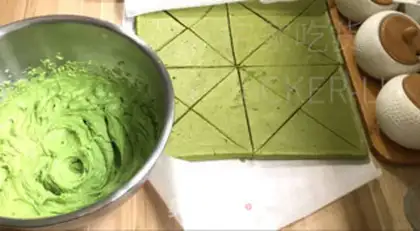 Make Tea and cheese cream cake step 24